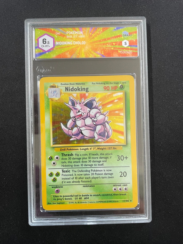 Pokémon nidoking set base holo nm graad 6,5 7 11/102 English eng