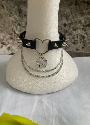 Spiked choker with pentagram & chain detail, brand: Alternative, condition: Very good, £5.00, £5.95 includes Buyer Protection