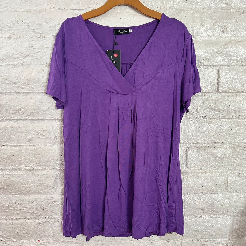 NWT - Amzplus Plus Women's purple Short Sleeve Top, Size 3X 2