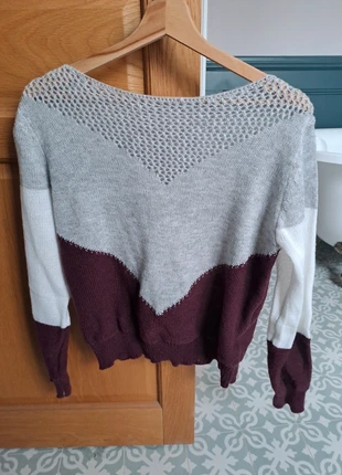 Shein burgundy/white/grey boatneck jumper, marque: Shein, état: Très bon état, taille: S / 36 / 8, 3,00 €, 3,85 € Protection acheteurs incluse