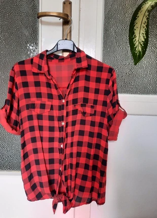 Camicia a quadri con maniche a tre quarti/corte e nodo in vita, zustand: Sehr gut, größe: Einheitsgröße, 3,00 €, 3,85 € inklusive Vinted-Käuferschutz