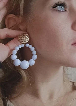 💎 boucles d'oreilles créoles pendantes perles et doré neuve fantaisie tendance femme élégante, marke: Fantaisie, zustand: Neu, 13,00 €, 14,35 € inklusive Vinted-Käuferschutz