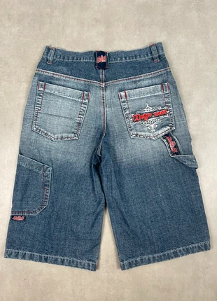 Short en jean large baggy jort oversize brodé JNCO vintage dressing Y2K rétro fashion denim, marque: JNCO, état: Très bon état, taille: W28 | FR 38, 26,90 €, 28,95 € Protection acheteurs incluse