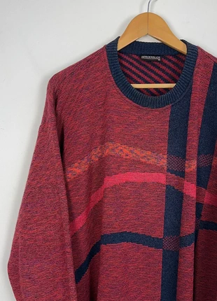 Retro rainbow mottled red navy patterned oversized crewneck jumper by H. Proessler, brand: Vintage Dressing, condition: Very good, size: M, £27.50, £29.58 includes Buyer Protection Pro