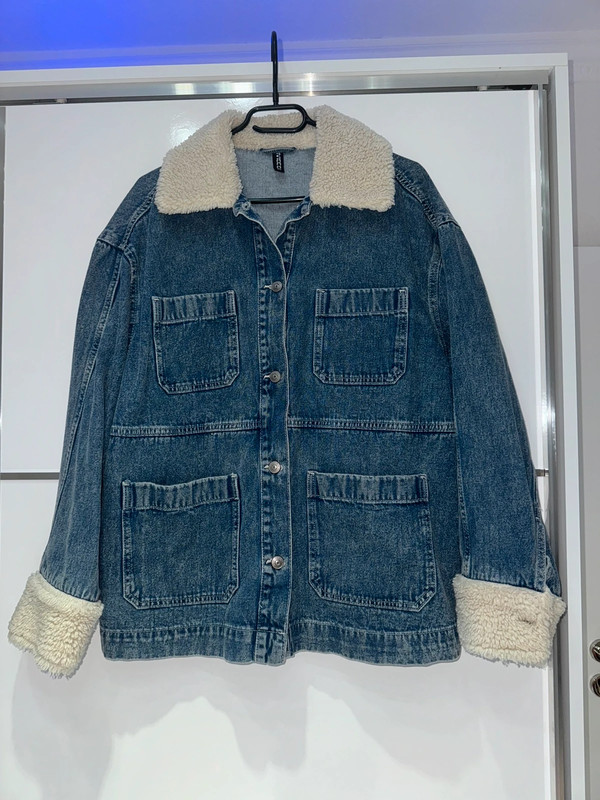 Jeansjacke mit Borg-Kragen