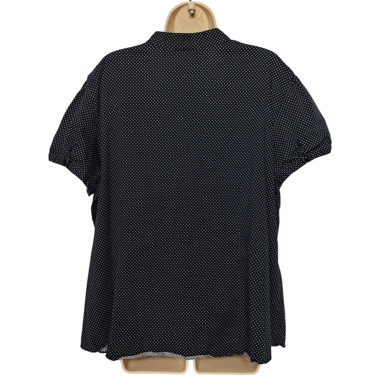 Alfani Women's Blouse Top Size 22W Black White Polka Dot Ruched Cap Sleeve 3
