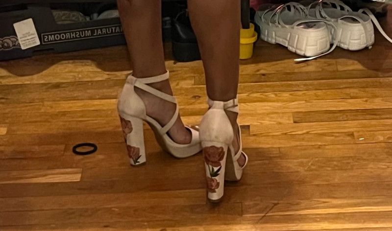 high suede rose cream heels 2