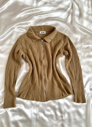 Pull teinte camel cannelé full zip en laine - y2k 2000s, brand: Top Vintage, condizioni: Ottime, taglia: S / IT 40 / EU 36, €23.00, €24.85 include la Protezione acquisti Pro