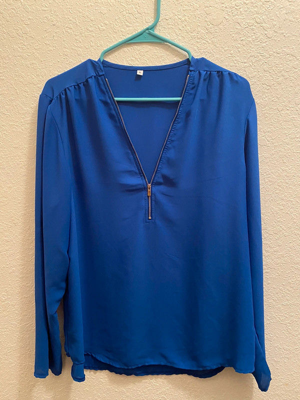 size XL blue sheer long sleeve 1