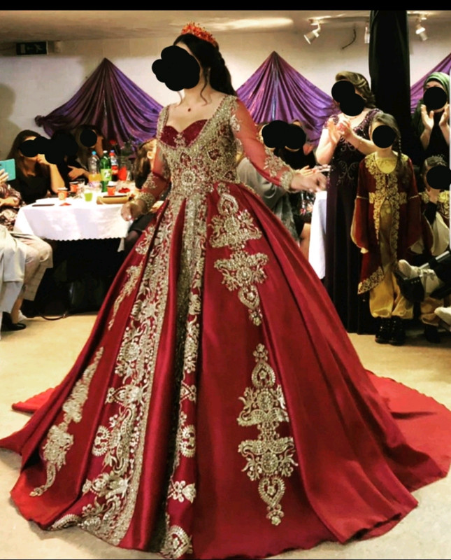 Traditionele bordeaux rood henna jurk gouden - Vinted