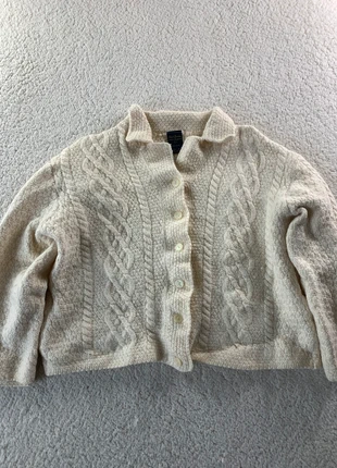 Cardigan traditionnel Aran Wool fisherman 100% Wool laine fait main fabriqué en Irlande M AW53, merk: aran wool, staat: Heel goed, maat: M / 38 / 10, € 34,00, € 36,40 inclusief Kopersbescherming