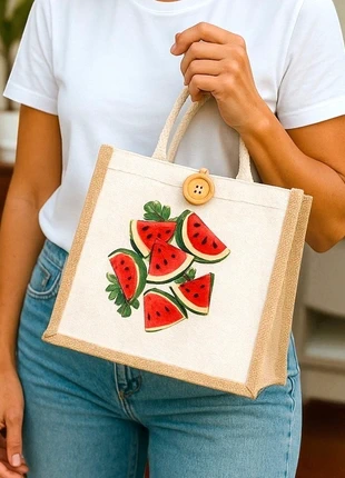 Sac fourre-tout imprimé pastèque été - avec bouton Motif Pastèques Fruit Tendance, marque: pastèque, état: Très bon état, 7,00 €, 8,05 € Protection acheteurs (Pro) incluse