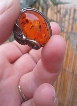 Broche Art nouveau en argent avec 1 grosse ovale d'Ambre naturelle véritable ° Bijouterie chic  °, marca: Vintage, estado: Muito bom, €50.00, €53.20 inclui Proteção do Comprador