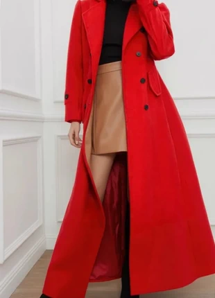 Manteau long rouge évasé style preppy – coupe cintrée et boutonnage double rangée, marque: Bai Amour, état: Très bon état, taille: M / 38 / 10, 72,90 €, 77,25 € Protection acheteurs incluse