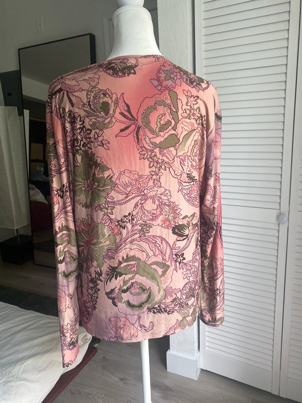 Pink floral paisley all over print long sleeve top 3