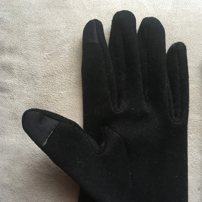 Paire de gants noir & pompons (TU) pour écran tactile. 4