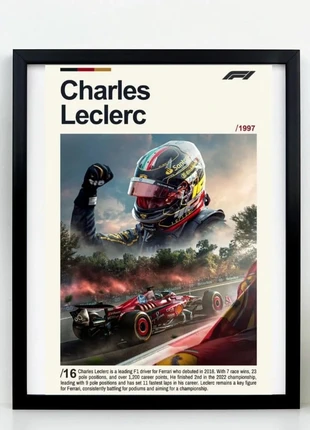 80. Poster/affiche + cadre Charles Leclerc Ferrari, marque: Ferrari, état: Neuf avec étiquette, 19,99 €, 21,69 € Protection acheteurs incluse