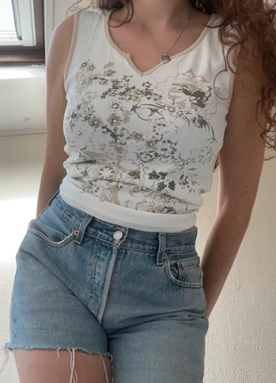 Top vintage en coton bohème à motifs géométriques et sequins y2k, brand: Top Vintage, condition: Very good, size: L / 40 / 12, €15.00, €16.45 includes Buyer Protection Pro