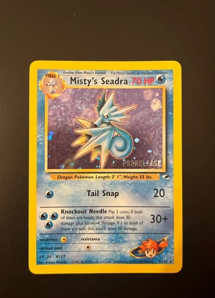 Misty’s seadra holo 9/132 Prerelease (set Gym prerelease) ENG, Excellent+ - Near mint, marque: Pokémon, état: Très bon état, 40,00 €, 42,70 € Protection acheteurs incluse