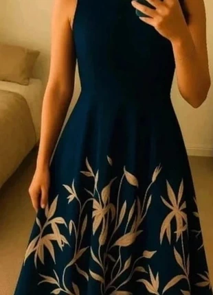 Robe midi élégante taille S motifs à feuillage - coupe élégante chic, marque: bena & co, état: Très bon état, taille: S / 36 / 8, 33,99 €, 36,39 € Protection acheteurs incluse