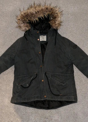 Khakifabener Wintermantel mit abnehmbarer Fellkapuze , marca: ONLY, estado: Muito bom, tamanho: M / 38 / 10, €14.00, €15.40 inclui Proteção do Comprador