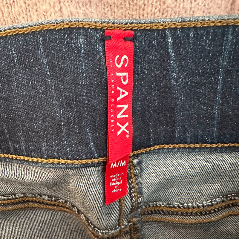 Spanx Distressed Ankle Skinny Jeans in Medium Wash 4