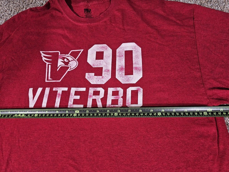 90 Viterbo University V-Hawks Shirt Mens 2xl Red Logo Tshirt 4