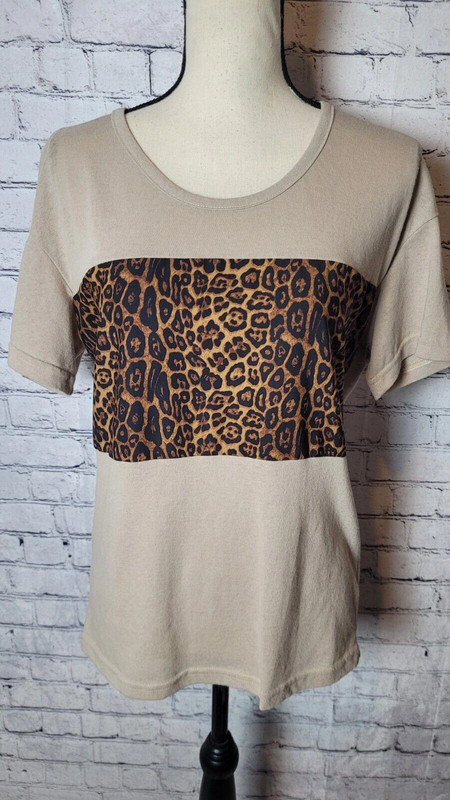 Shein Beige Cheetah Shirt Women'S Medium 1