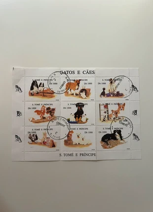 Planche de timbres “Gatos e Cães” S. Tomé e Príncipe (1998), état: Neuf avec étiquette, 3,00 €, 3,85 € Protection acheteurs incluse