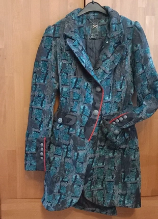 Unieke Dept jas maat S turquoise zwart rood groen grijs, merk: Dept, staat: Heel goed, maat: S / 36 / 8, € 9,75, € 10,94 inclusief Kopersbescherming