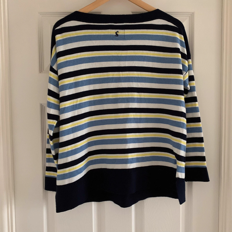 Joules Vivianna Blue Multi Stripe Long Sleeve Boat Neck Thin