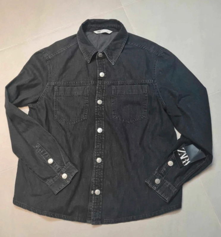 Koszula kurtka czarna jeansowa zapinana na guziki nowa z metką Zara 2