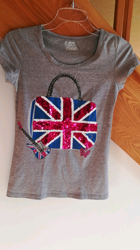 T shirt drapeau anglais en paillettes Vinted