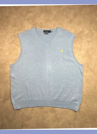 Pull sans manche Ralph Lauren bleu clair logo brodé jaune - taille XL, brand: Ralph Lauren, condizioni: Buone, taglia: XL, €19.90, €21.60 include la Protezione acquisti Pro