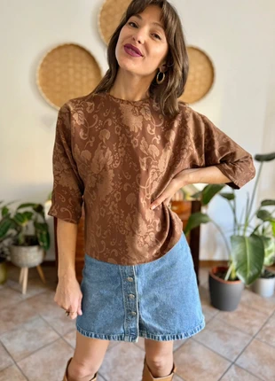 1970's vintage brown woven floral tapestry blouse, brand: Unique Vintage, condizioni: Ottime, taglia: M / IT 42 / EU 38, €15.00, €16.45 include la Protezione acquisti Pro