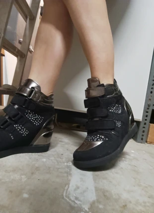 Bottines boots basket montante à scratch noire velours, brand: Bello Star, condition: Very good, size: 37, €15.00, €16.45 includes Buyer Protection