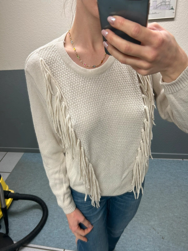 Pull beige style bohème à franges H&M 2