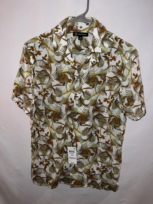 INC (International Concepts) men’s nature pattern button-down collared shirt size XS NWT 1
