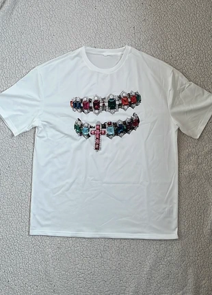 T shirt blanc avec motif / taille L, marca: y2k, estado: Nuevo sin etiquetas, tamaño: L, 23,00 €, 24,85 € Protección al comprador incluida