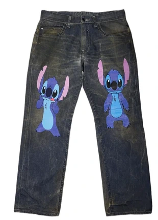 Jean Mish Mash custom Stitch Disney vintage Y2K streetwear oversize denim bleu foncé, brand: Vintage Dressing, condition: Very good, size: L, €29.00, €31.15 includes Buyer Protection
