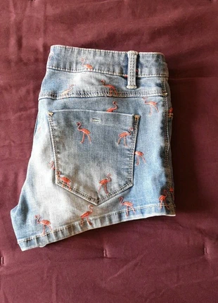Pantalon corto vaquero de flamencos, Pimkie. - Short en jean flamant rose, Pimkie., marca: Pimkie, estado: Muito bom, tamanho: M / 38 / 10, €2.00, €2.80 inclui Proteção do Comprador