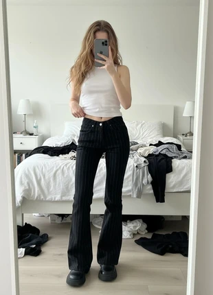 jean flare noir à rayures style y2k #024, brand: Ruelle Y2K, condition: Very good, size: M / 38 / 10, €58.99, €62.64 includes Buyer Protection