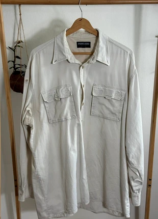 Chemise en velours Point Zéro crème Manches longues Taille L, brand: Point Zero, condition: Good, size: L, €6.00, €7.00 includes Buyer Protection Pro