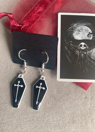 Black and white coffin earrings, brand: Alternative, condition: Very good, £5.00, £5.95 includes Buyer Protection