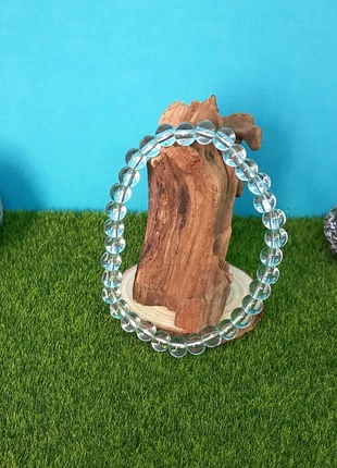 Bracelet en perles de verre polies 6 mm transparentes reflet bleu, zustand: Neu, 1,20 €, 1,96 € beinhaltet Vinted-Käuferschutz Pro