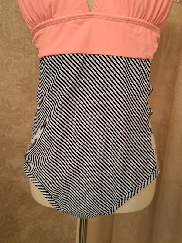 Black white and peach colored one piece bathing suit swimsuit size XL 3