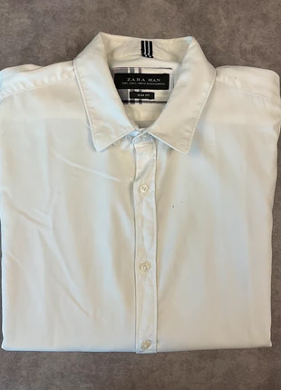 Chemise Unie à coudières Slim-Fit Zara Man blanche en coton taille L pour hommes, marke: Zara Man, zustand: Gut, größe: L, 1,80 €, 2,59 € inklusive Vinted-Käuferschutz