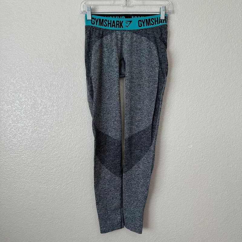 Gymshark Flex Gray Teal Seamless Form Fitting Contour Athletic Leggings 1