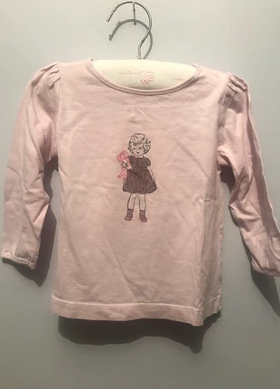 T-shirt rose pâle avec dessin petite fille , merk: Bout'chou, staat: Heel goed, maat: 12-18 maanden / 80 cm, € 2,00, € 2,80 inclusief Kopersbescherming
