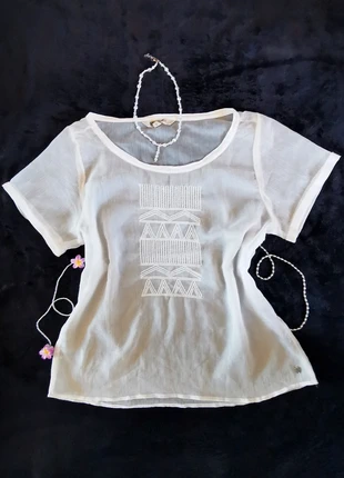 Top vintage plage transparent blanc boho style se porte oversize ou taille L motifs brodé, brand: Top Vintage, condizioni: Ottime, taglia: L / IT 44 / EU 40, €8.00, €9.10 include la Protezione acquisti